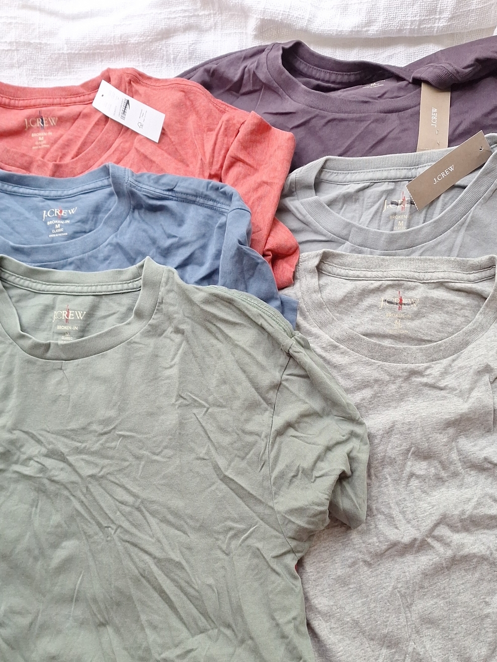 6pc Bundle J.Crew Broken-In Cotton Jersey Topiary Green Slate Blue Tee